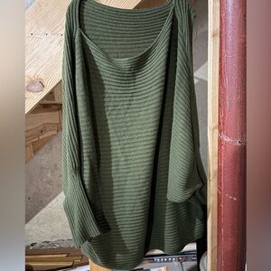 SHEIN Olive Green Ribbed off the shoulder Sweater